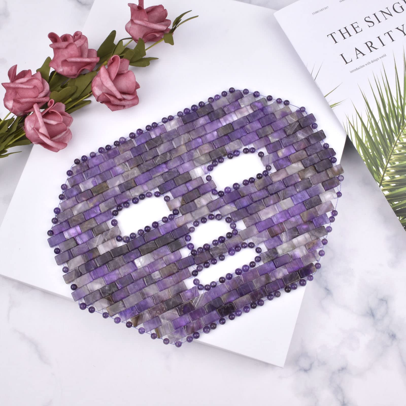 Ideayard 100% Natural Jade Facial Sleep Mask - Reduce Puffiness & Relieve Eye Fatigue - Cooling Jade Therapy for Dark Circles & Stress Relief (Purple) | Perfect for Nighttime Skincare & Morning Refreshment