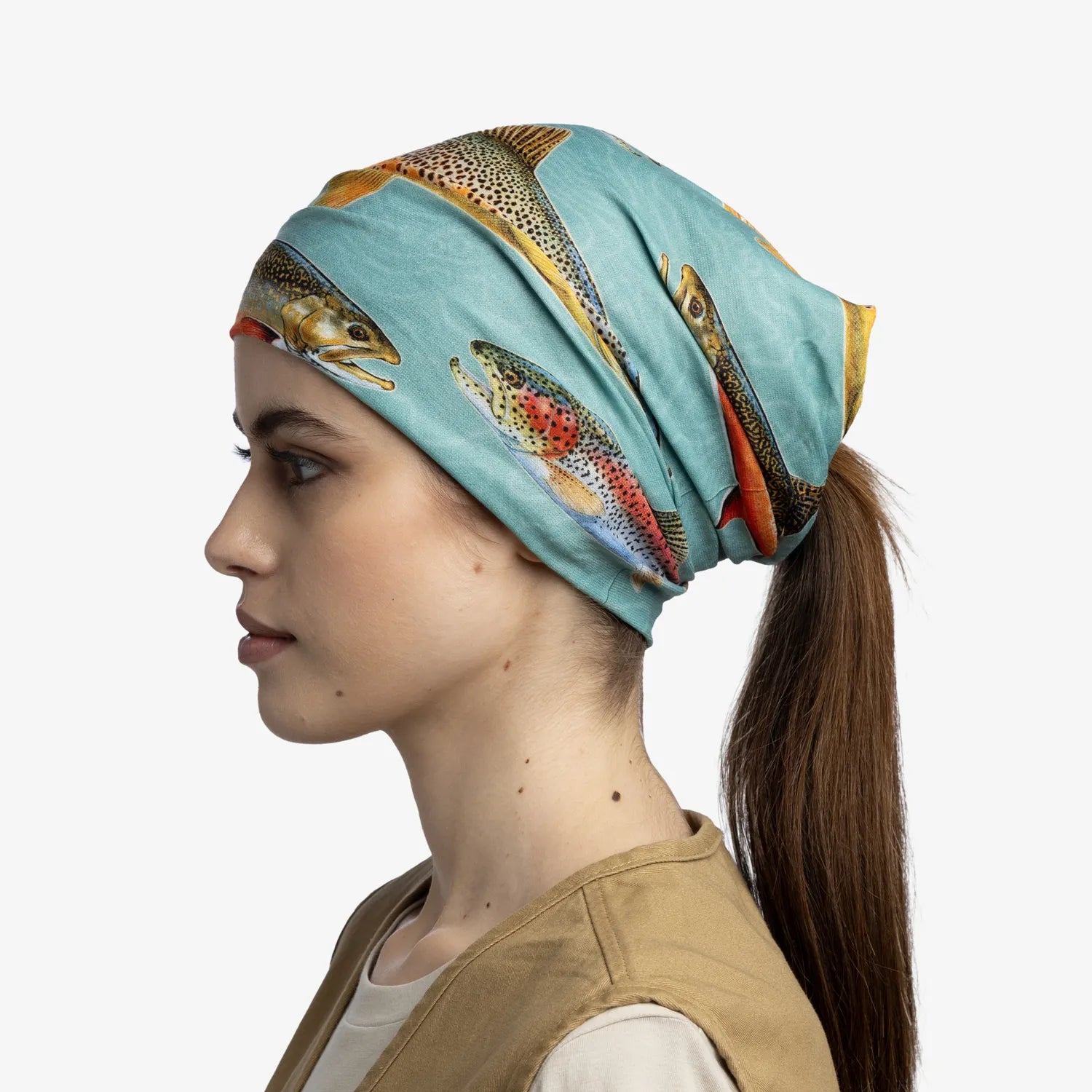 CoolNet UV® Neckwear - Amadeo Bachar Trout Multi-Pattern Cooling Scarf for Outdoor Activities, Hiking, Fishing & Sun Protection
