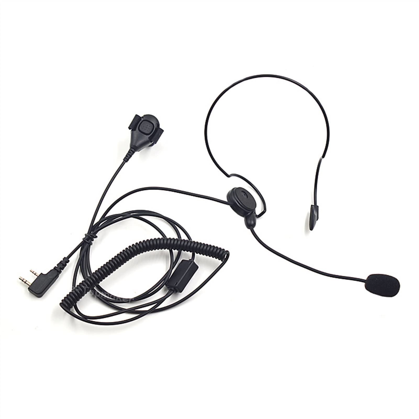 ARSMI 2 Pin Headset Microphone with PTT Button - Compatible with Kenwood Walkie Talkie Radios - Lightweight Portable Communication Headset for Security, Construction, and Outdoor Activities