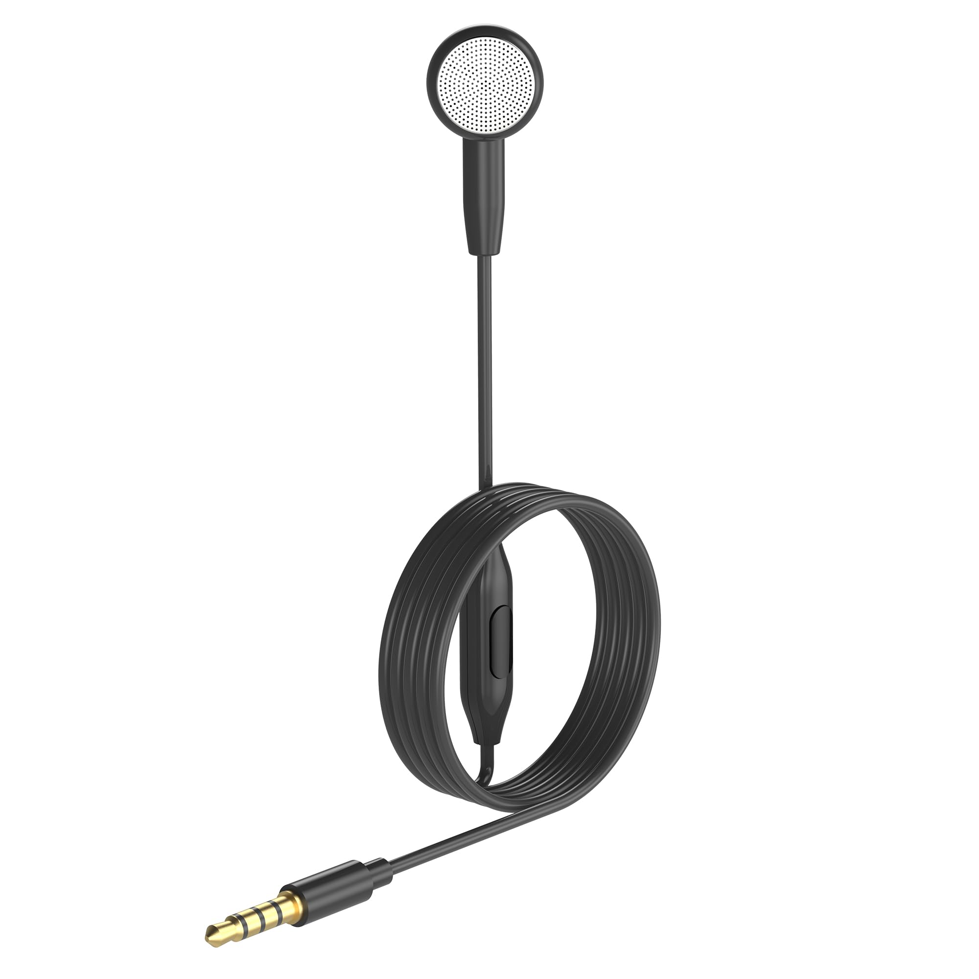 Single-Sided Headset with Microphone - Noise Cancelling Earphone for Calls & Music, 3.5mm Jack Compatible with PC, Laptop, Phone (120cm Cable) - Perfect for Driving, Online Meetings & Remote Work
