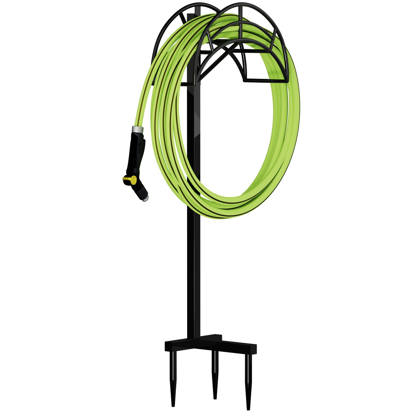 ROSSNY Heavy Duty Metal Hose Stand - Detachable Freestanding Garden Hose Holder with 3 Long Spiky Feet for Outdoor Use | Durable Hose Hanger & Storage Solution for Lawn, Yard, and Garden Watering Needs