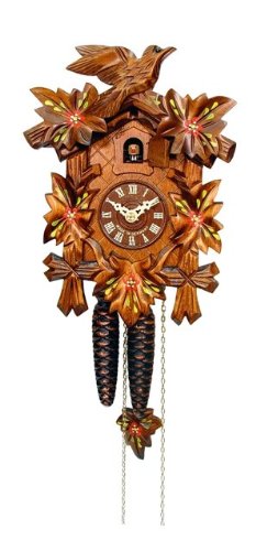 DownBeat Engstler Weight-Driven Cuckoo Clock - Full Size Traditional German Black Forest Wall Clock | Perfect for Home Decor, Living Room, Cabin & Office