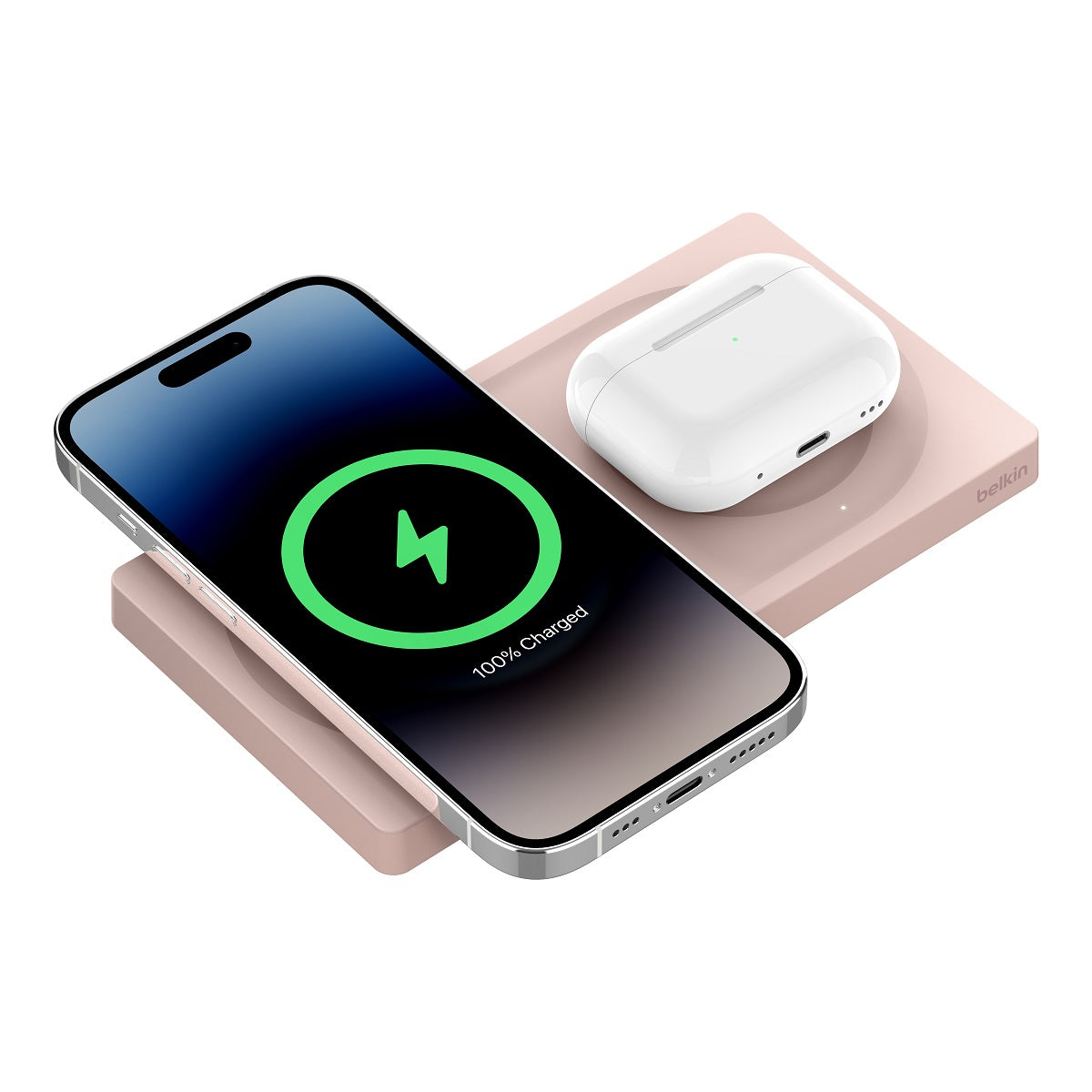Belkin BoostCharge Pro MagSafe 2-in-1 Wireless Charging Pad 15W Fast Charging for iPhone & AirPods - Perfect for Home, Office & Travel