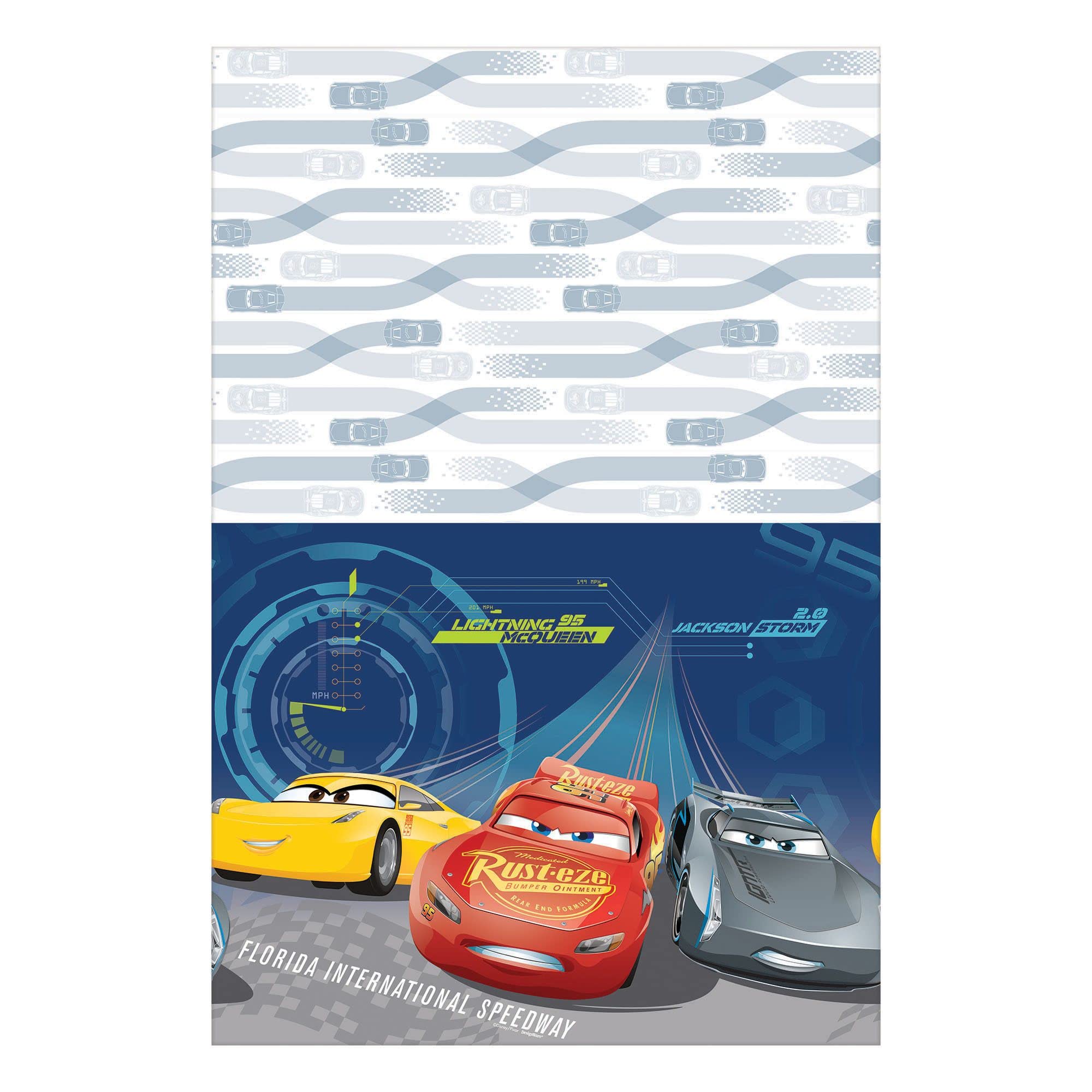 Disney Cars 3 Plastic Table Cover 54x96 Inches - Vibrant Multicolor Birthday Party Decor - Durable & Washable Kids Tablecloth - Perfect for Birthday Parties, Baby Showers & Family Gatherings
