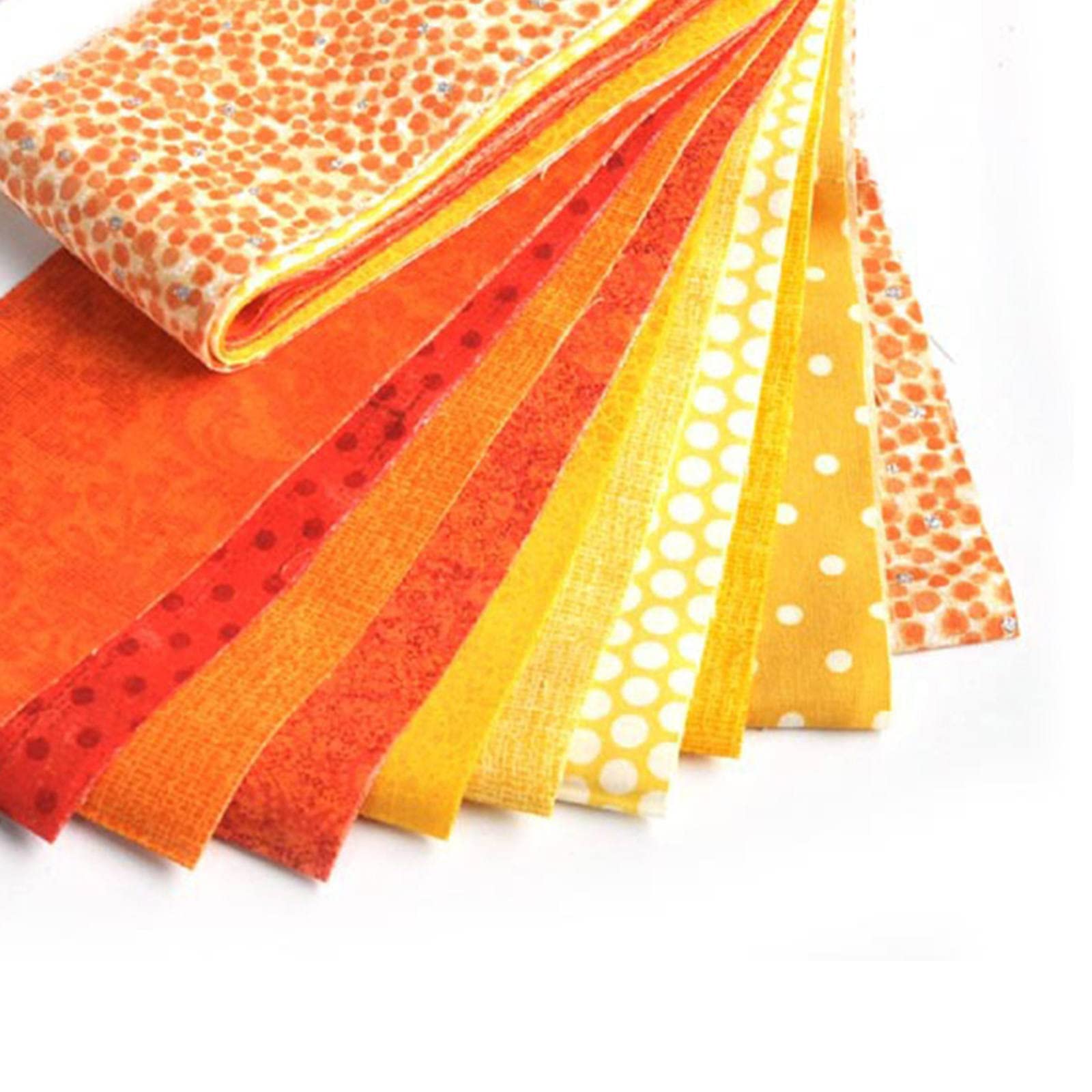 10-Piece Cotton Jelly Roll Fabric Strips - Printed Quilting Cloth Bundle for DIY Crafts & Needlework (Orange) - Perfect for Quilting Projects, Scrapbooking & Home Decor