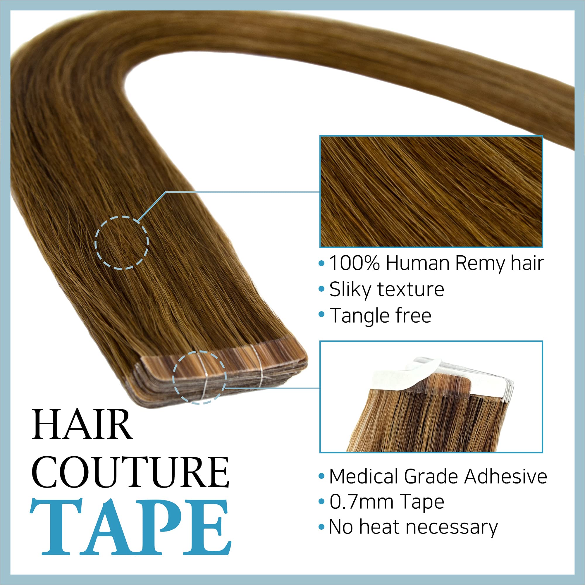 100% Human Remy Hair Tape-In Extensions - 18 Piece Set Long Straight Natural Looking Reusable Silky Tangle-Free Invisible Hairpieces for Women (FUTES18 4) | Perfect for Daily Wear, Special Occasions & Volume Boosting