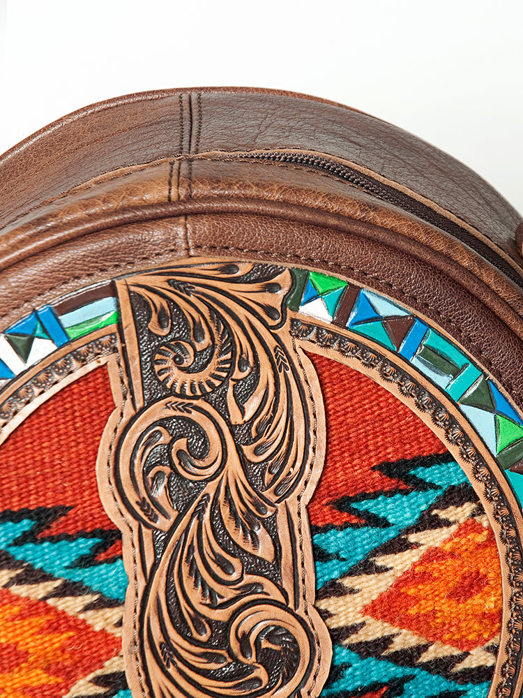 **Genuine Leather Western Handbag for Women - American Darling Hand Tooled Saddle Blanket Purse | Cowgirl Fashion, Rodeo Accessories, Boho Chic Outfits**