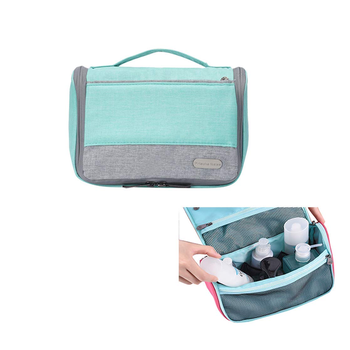GIANT IMPEX Premium Travel Toiletry Organizer Kit - Waterproof Cosmetic & Makeup Bag for Men & Women (Green & Grey) | Perfect for Airplane Carry-On, Gym, Camping & Business Trips