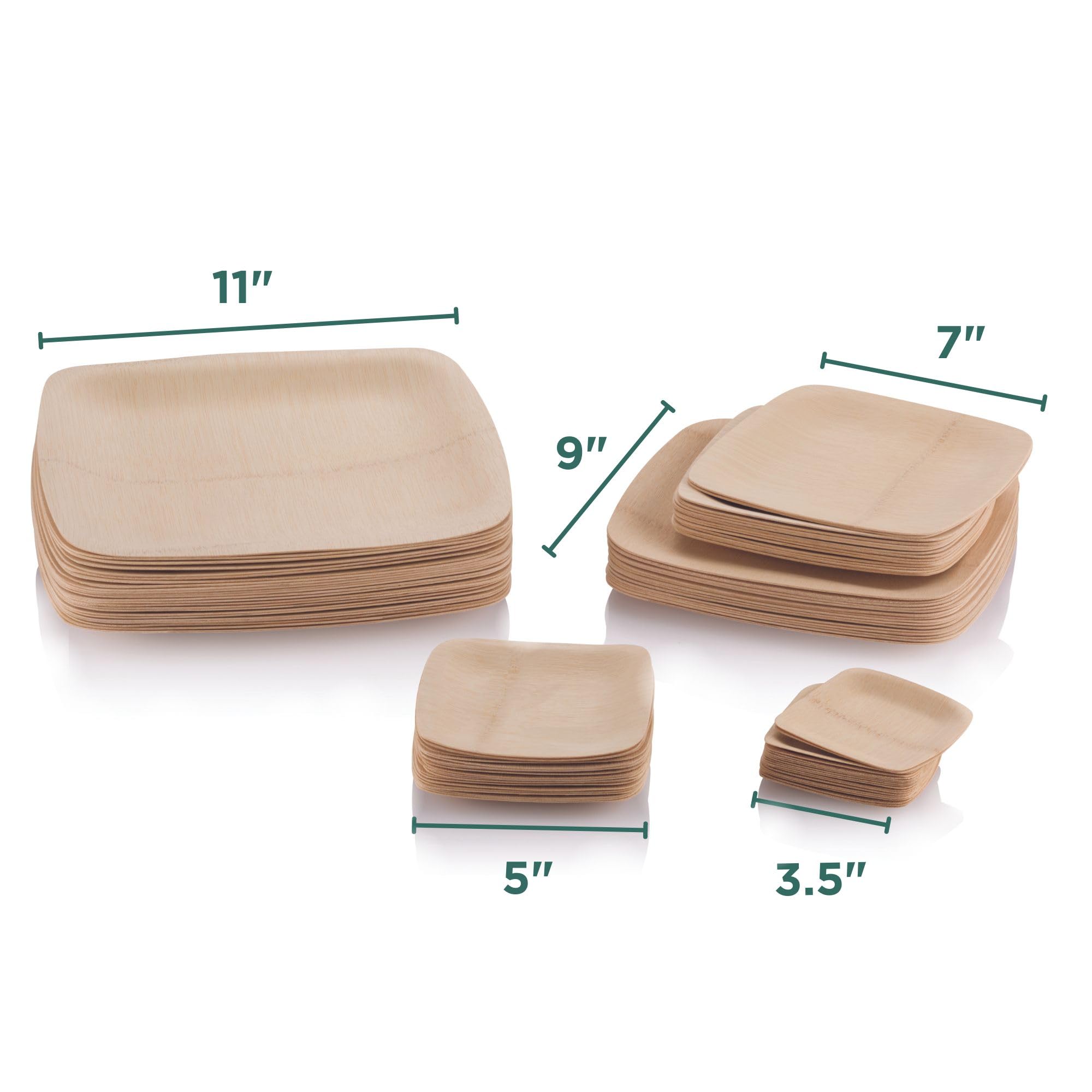 100-Pack 7 Inch Biodegradable Square Bamboo Plates - Eco-Friendly Disposable Plates for Parties, Weddings & Events | Perfect for Outdoor Picnics, BBQ Gatherings & Sustainable Celebrations