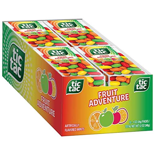 Tic Tac Fruit Adventure Mints - 1 Oz (12 Count Pack) - Refreshing Breath Mints for On-The-Go, Office & Travel - Sugar-Free Candy for Fresh Breath All Day