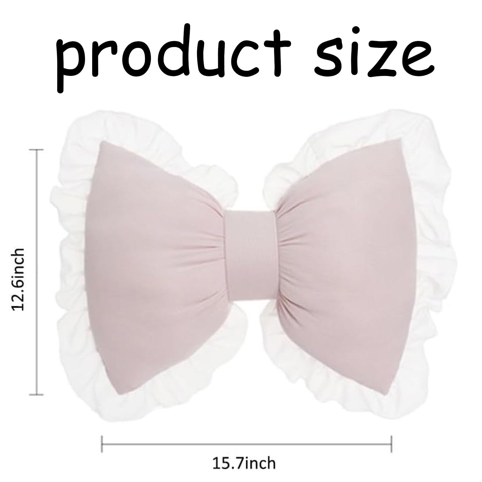 Decorative Bow Shaped Pillow - Pink Lace Bowknot Throw Pillow for Sofa, Couch, Bed, Living Room & Bedroom | Soft & Stylish Home Decor Accent - Perfect for Girls' Rooms, Nursery, Wedding Decor & Photo Props (White)