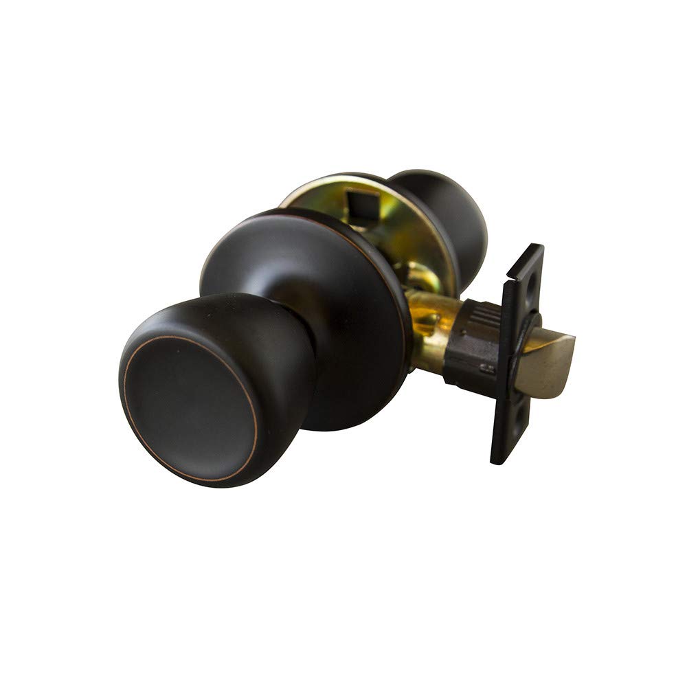 Universal Oil Rubbed Bronze Interior Door Knob Set - Round Passage & Closet Door Handles for Home Improvement (Design House 728717) - Perfect for Bedrooms, Bathrooms, and Closet Doors