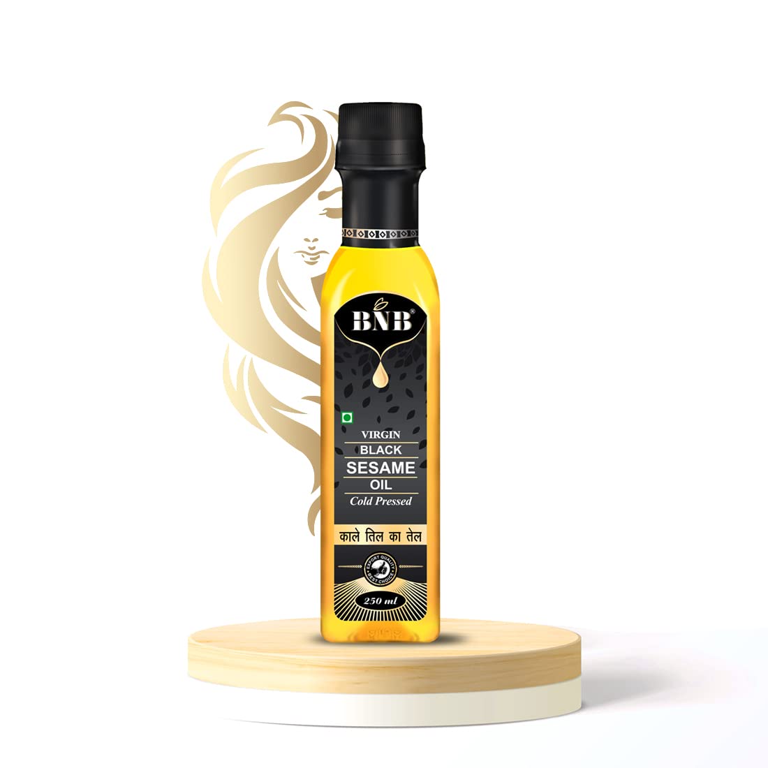 Cold Pressed Black Sesame Oil (Kala Til Tel) - 100% Pure Virgin Hair & Skin Care Oil for Face, Body Massage, Joint Relief & Oil Pulling Therapy | Rich in Vitamin E | Deep Moisturizer for Dry Skin & Hair | 250ml | Perfect for Ayurvedic Beauty Rituals & Holistic Wellness