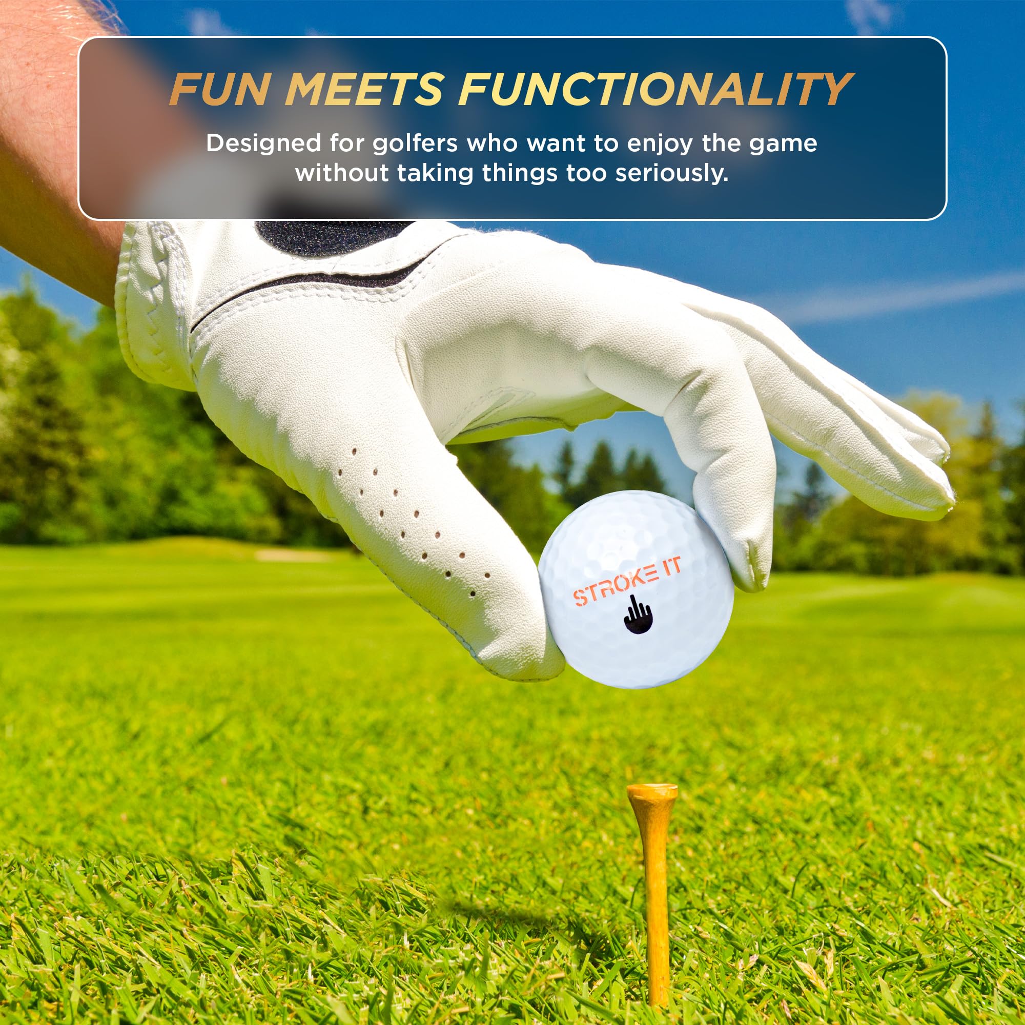 Stroke It Golf Balls - 12-Pack for Men with Dimpled Pattern & Less Spin - Perfect for Long Straight Drives on the Course