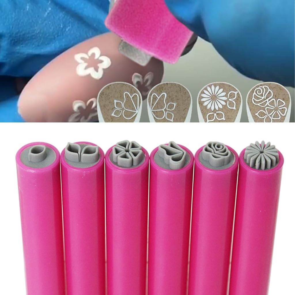 MAYCREATE® 6Pcs Reusable Floral Nail Art Stamps - DIY Nail Decal Kit with Plastic Charm Stamps for Easy Nail Stamping | Perfect for Home Manicures, Salon Nail Art & Gift Ideas