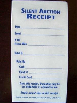 3-Part Silent Auction Ticket Tally Receipts - 100 Pack | Fundraising Event Supplies for Charity Auctions, School Fundraisers & Church Events