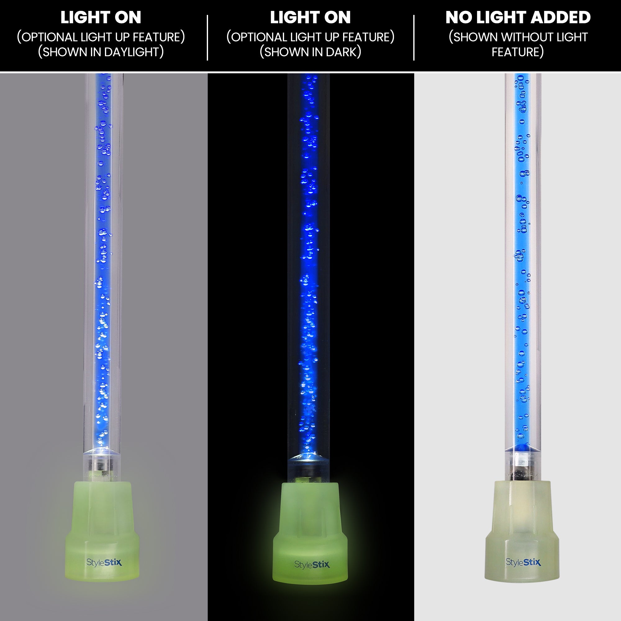 Clear Ocean Cane Walking Stick with Blue Streak & Floating Bubbles Design - Lightweight Support Cane for Seniors, Ideal for Beach Walks, Hiking & Outdoor Activities