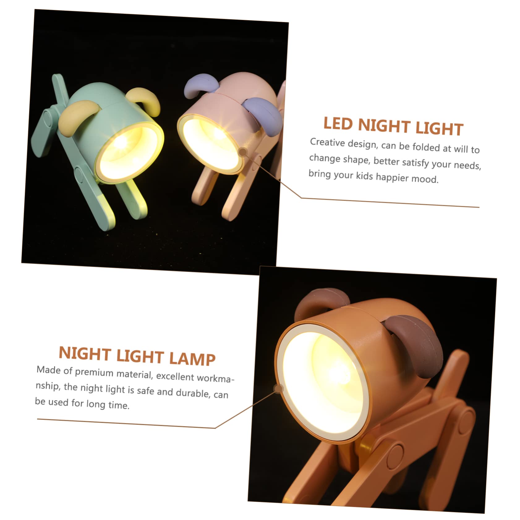 Uonlytech 5-Pack Animal Night Lights for Kids - Cute Dog Table Lamp with Phone Stand, Bedroom & Desk Decor (6pcs x 5) - Perfect for Nursery, Children's Room & Gift Giving