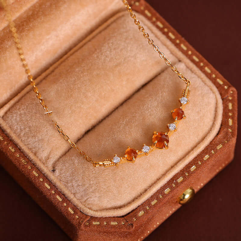 Natural Mandarin Garnet Pendant Necklace with Spiritual Chain - Elegant Gemstone Jewelry for Women | NL7496 | Perfect for Meditation, Yoga & Spiritual Healing