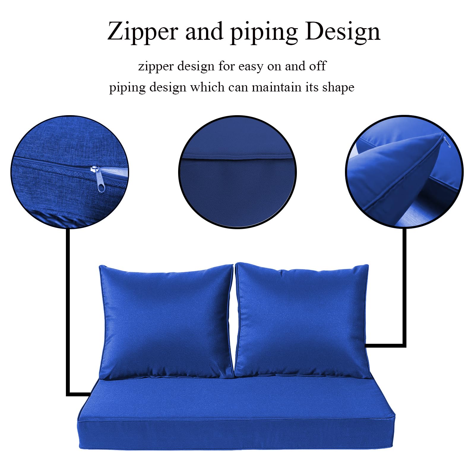 Waterproof Outdoor Loveseat Cushion Cover - Navy Blue (46x26x4/25x21 Inches) - Durable Patio Furniture Protector for Rain, Sun & Weather - Perfect for Deck, Garden, Poolside & Backyard Relaxation