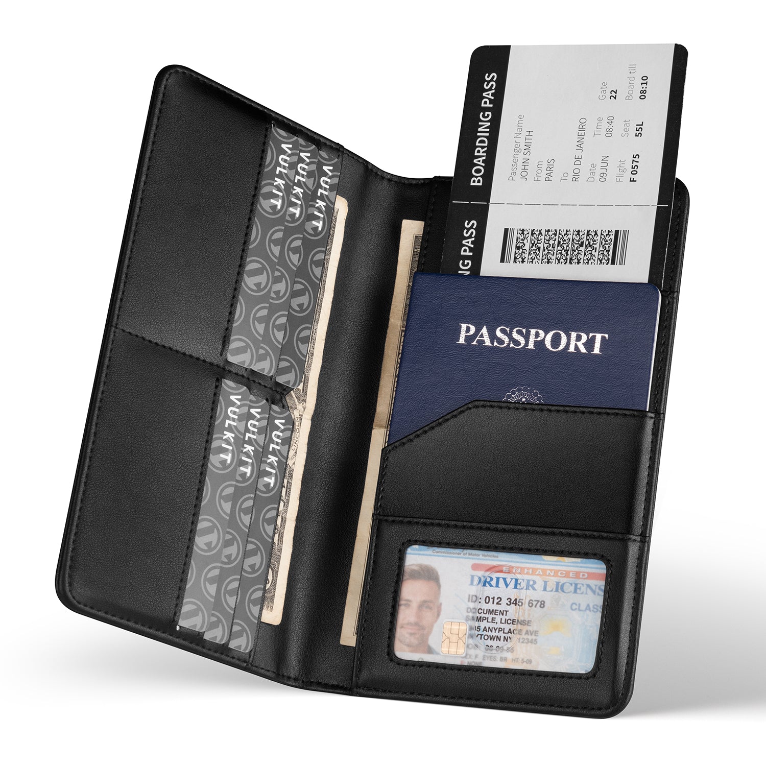 VPW100 RFID Blocking Bifold Passport Wallet - Secure Travel Organizer for Passport, Credit Cards, Cash & Bills | Perfect for International Trips & Business Travel