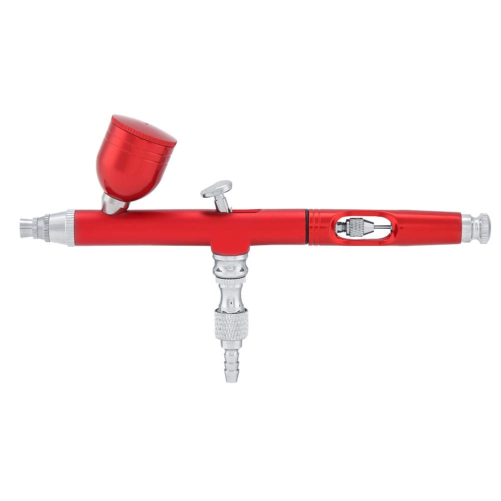 Professional Airbrush Kit - 0.3mm Nozzle Paint Spray Gun with Mini Air Compressor & Cup for DIY, Crafts, Automotive, and Home Improvement Projects (Red)