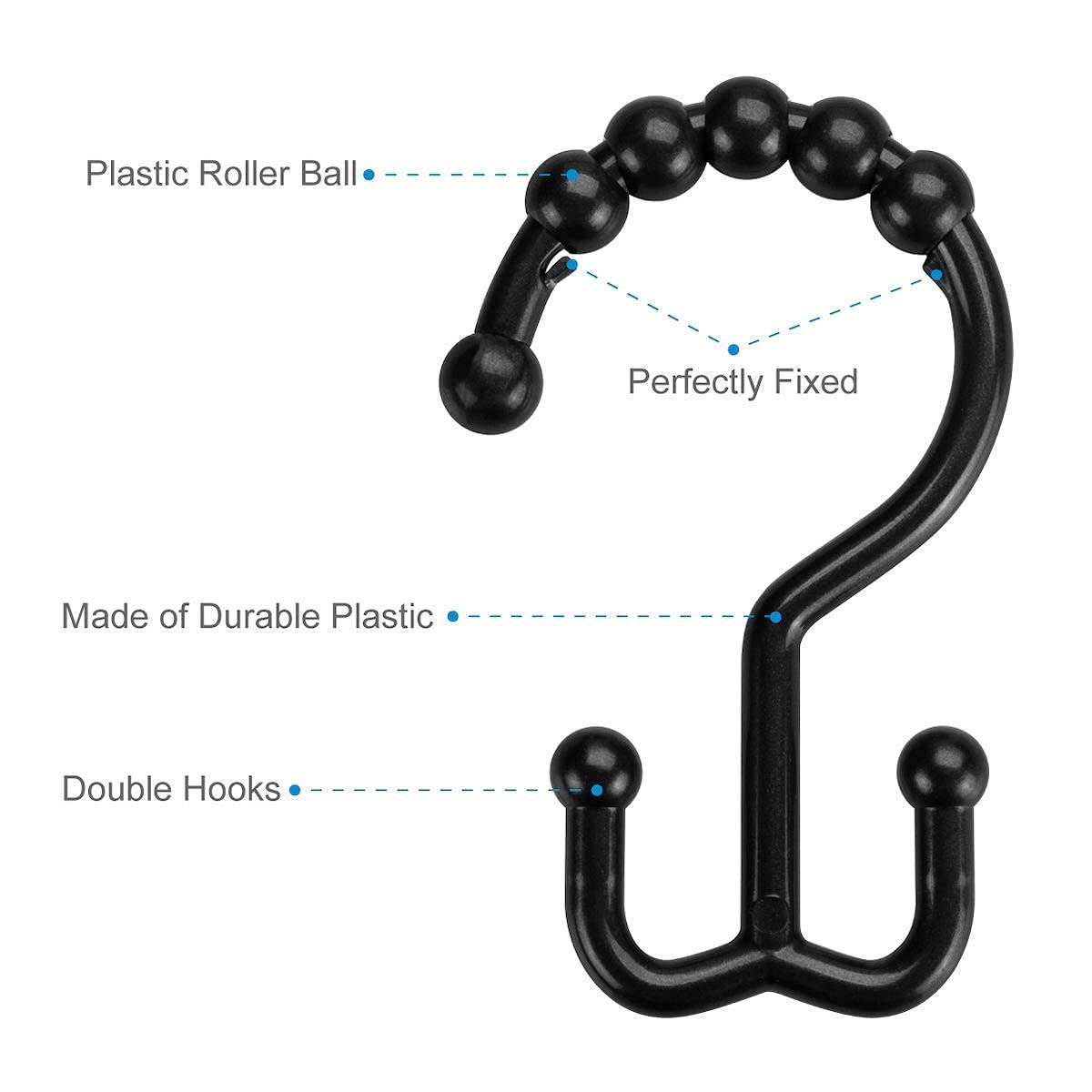 Amazer Plastic Shower Curtain Hooks - Bathroom Decor Essentials