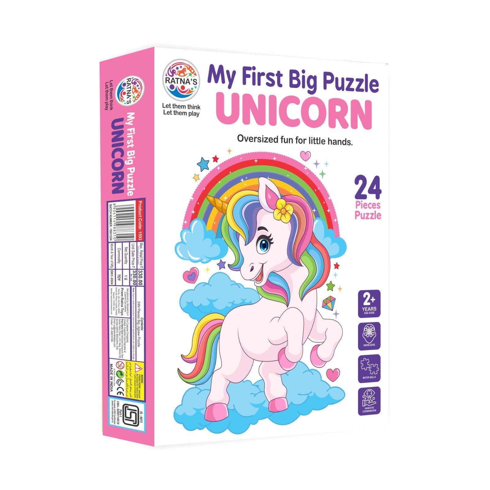 My First Big Unicorn Jigsaw Puzzle - 24-Piece Large Floor Puzzle for Toddlers Ages 2-4 | Educational Learning Toy for Preschoolers | Perfect for Birthday Gifts & Indoor Playtime