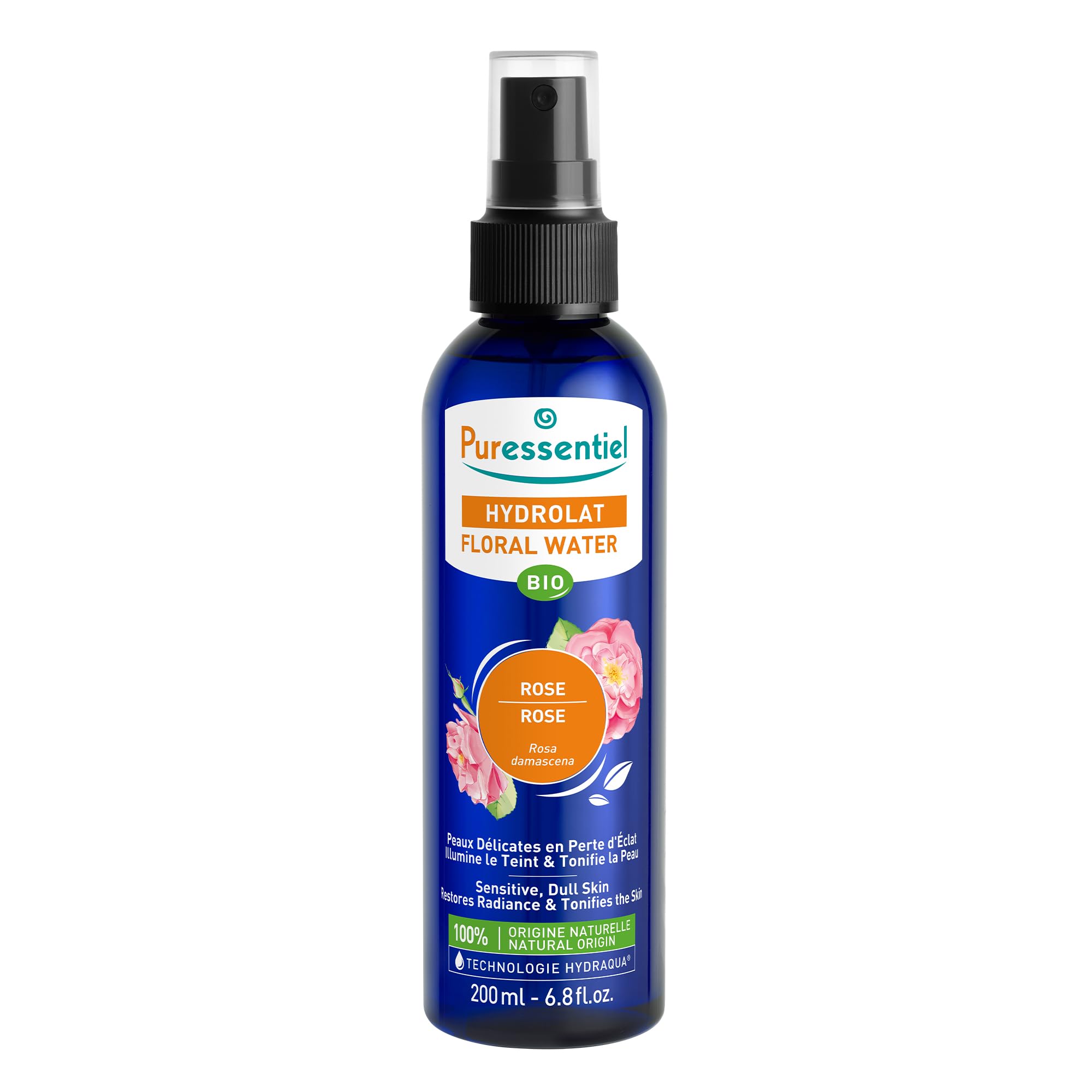 Puressentiel Organic Rose Hydrolat 200ml - Pure Rose Water Facial Toner for Skin Care, Hydration & Makeup Removal | Natural Floral Mist for Face, Hair & Aromatherapy