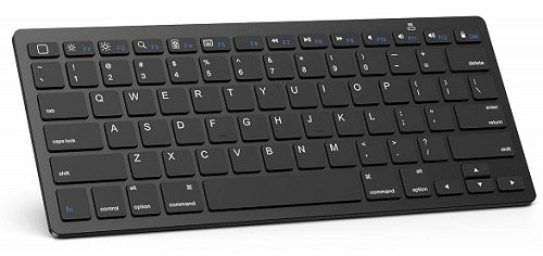 Omotron Ultra Slim Bluetooth Keyboard for Apple iPad & iPhone - Wireless Portable Keyboard with Rechargeable Battery for iOS Devices - Perfect for Work, Travel & Home Office (Black)