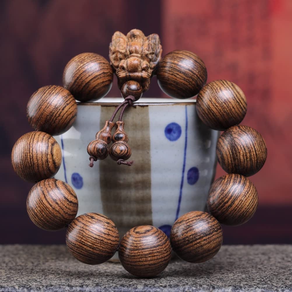 Zen Dear Unisex Natural Tigerwood Mala Beads - Buddhist Prayer Bracelet & Necklace Set for Meditation, Yoga & Spiritual Healing | Handmade Wooden Bead Jewelry for Mindfulness Practice