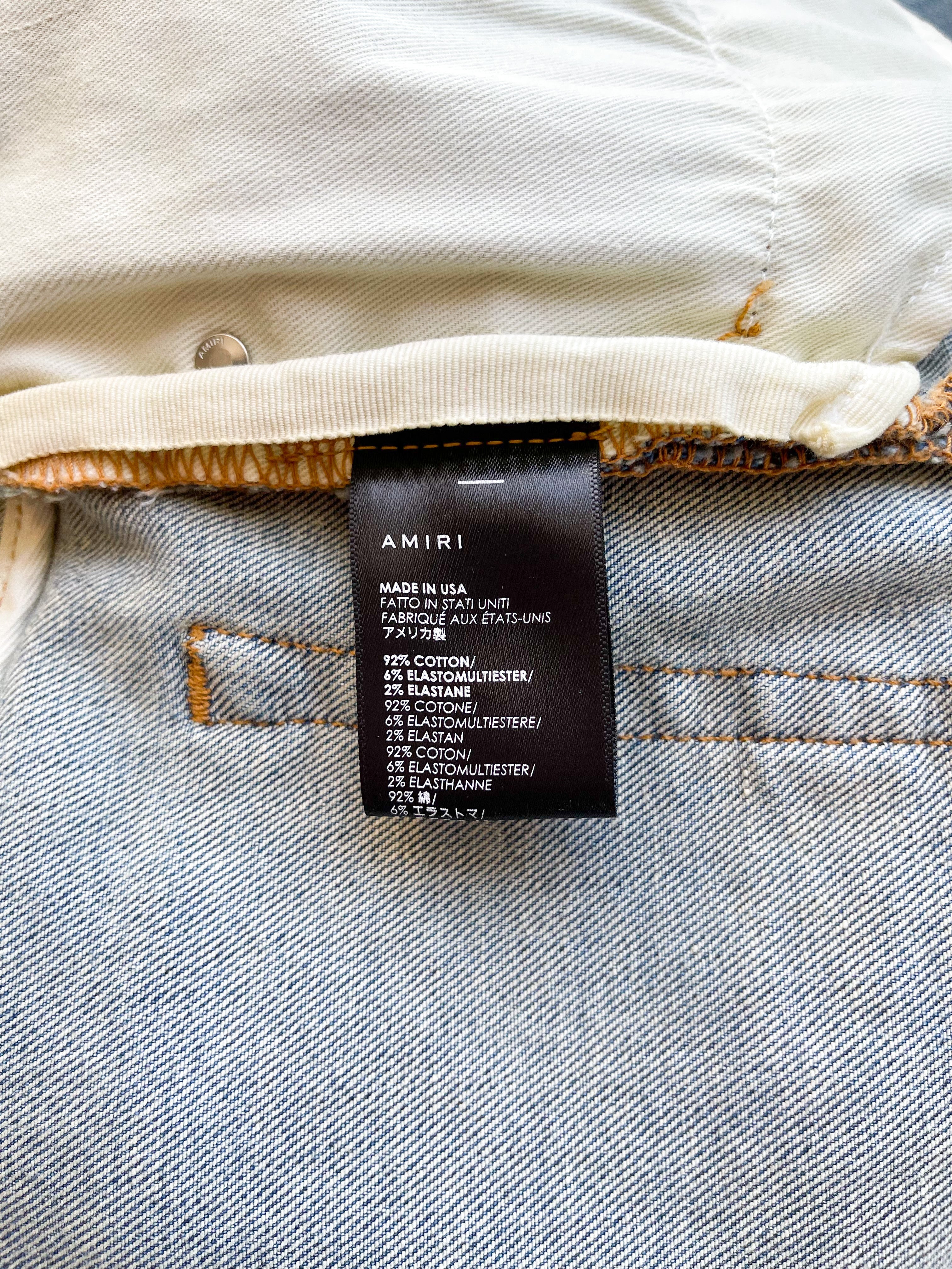 Amiri Patch Jeans for Men - Distressed Denim with Scarf Design | Perfect for Casual Wear, Street Style & Night Out