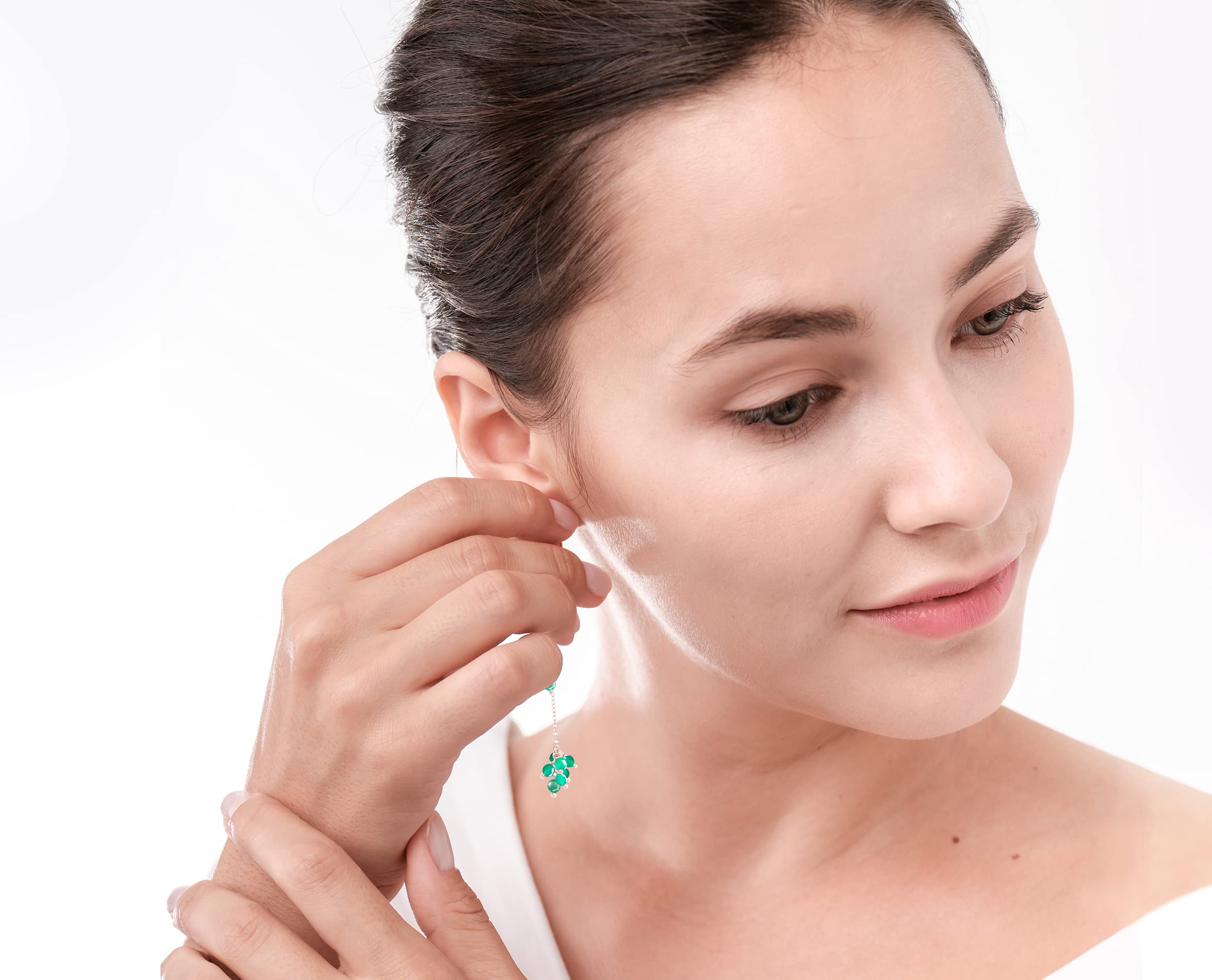 Handmade Green Onyx Dangle Earrings - Emerald Color May Birthstone Jewelry with Silver Hook for Everyday Wear | Perfect Gift for Women, Birthday, Anniversary & Special Occasions