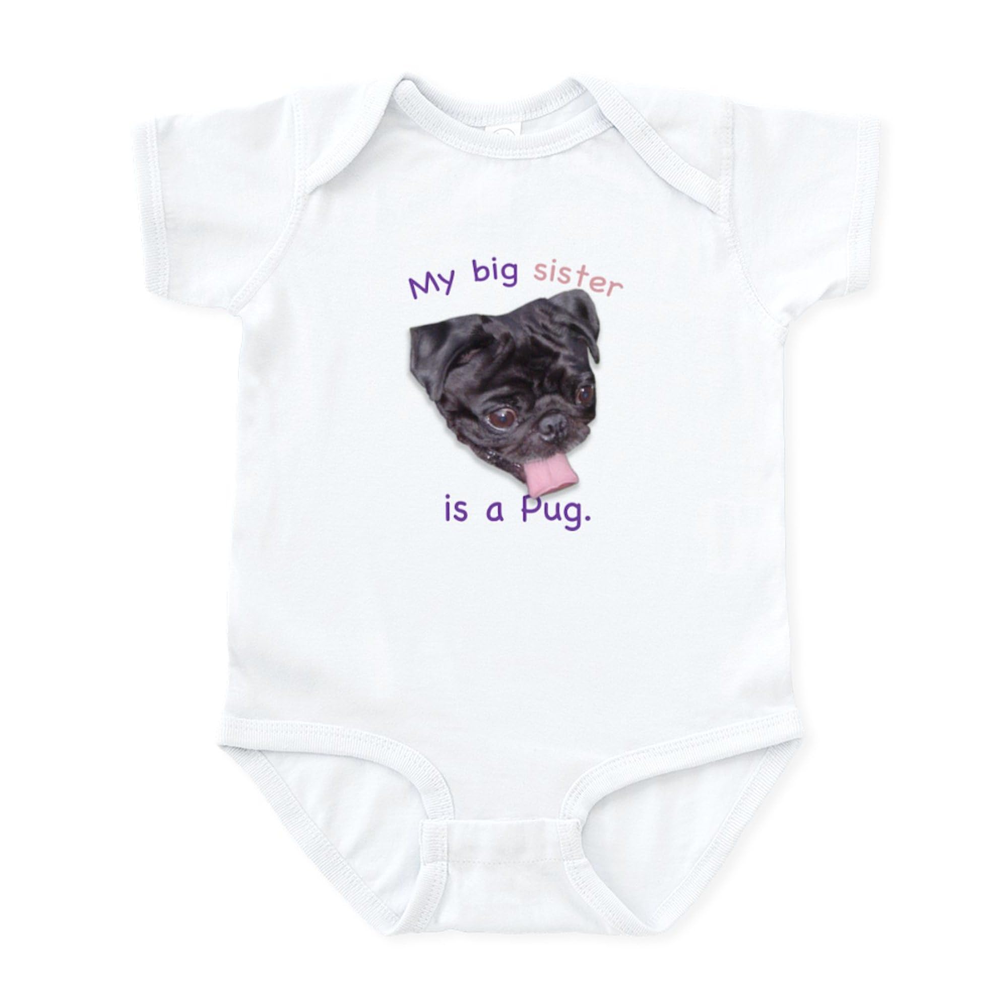 My Big Sister is A Black Pug Baby Bodysuit - Cute Infant Romper & Creeper for Newborns | Perfect for Sibling Matching Outfits, Family Photos & Pet Lovers