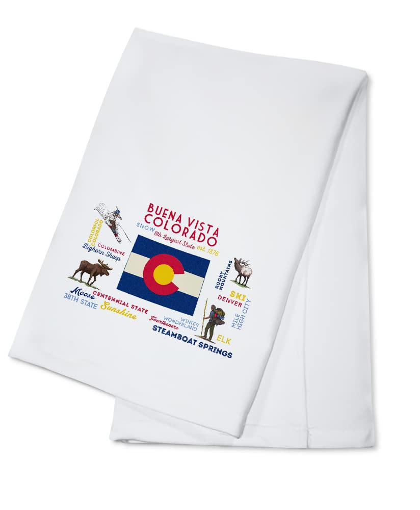 Lantern Press Buena Vista Colorado Typography Cotton Tea Towel - 100% Cotton Decorative Hand Towel for Kitchen, Bathroom & Home Decor - Perfect for Dish Drying, Gift Giving & Farmhouse Style Decor