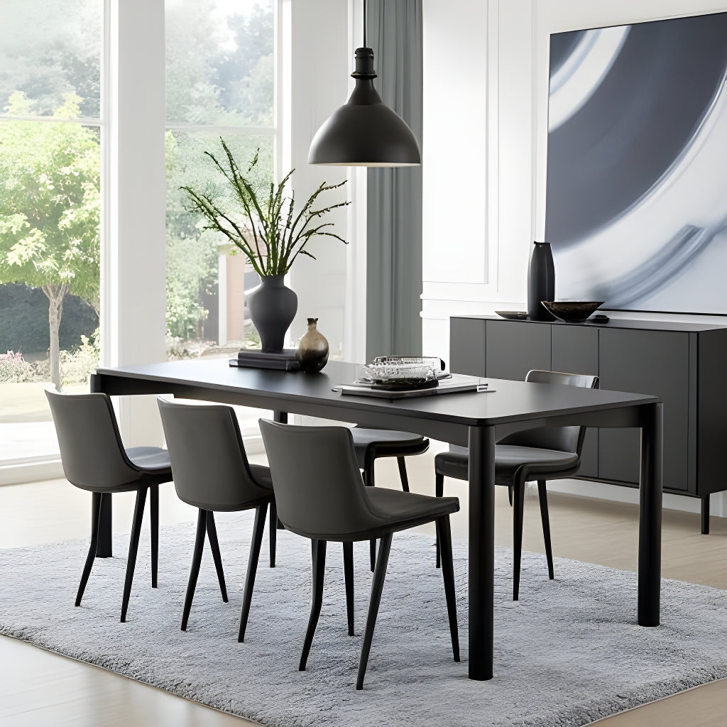 LONY 180cm Black Dining Table - Modern Kitchen & Dining Room Furniture for Family Gatherings & Dinner Parties