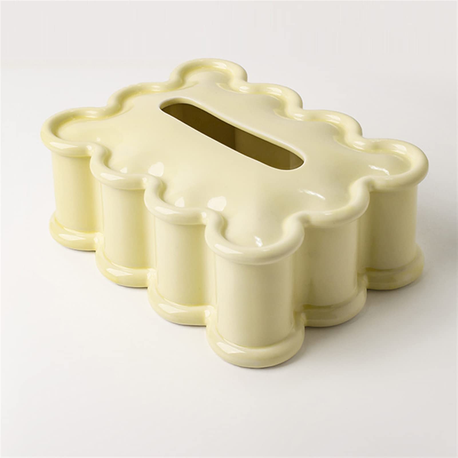 Silver-Plated Ceramic Tissue Box Holder - Elegant & Luxurious Home Decor for Living Room, Desktop, or Bathroom | Egg Yellow | Perfect for Modern & Stylish Households