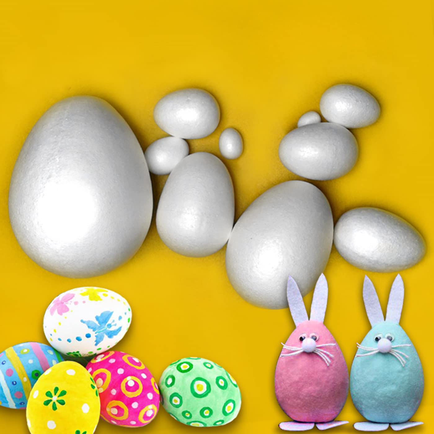 FFchuanhe 18-Pack 4 Inch White Polystyrene Foam Easter Eggs for DIY Crafts - Perfect for Easter Decorations, Halloween Projects, School Activities & Home Decor