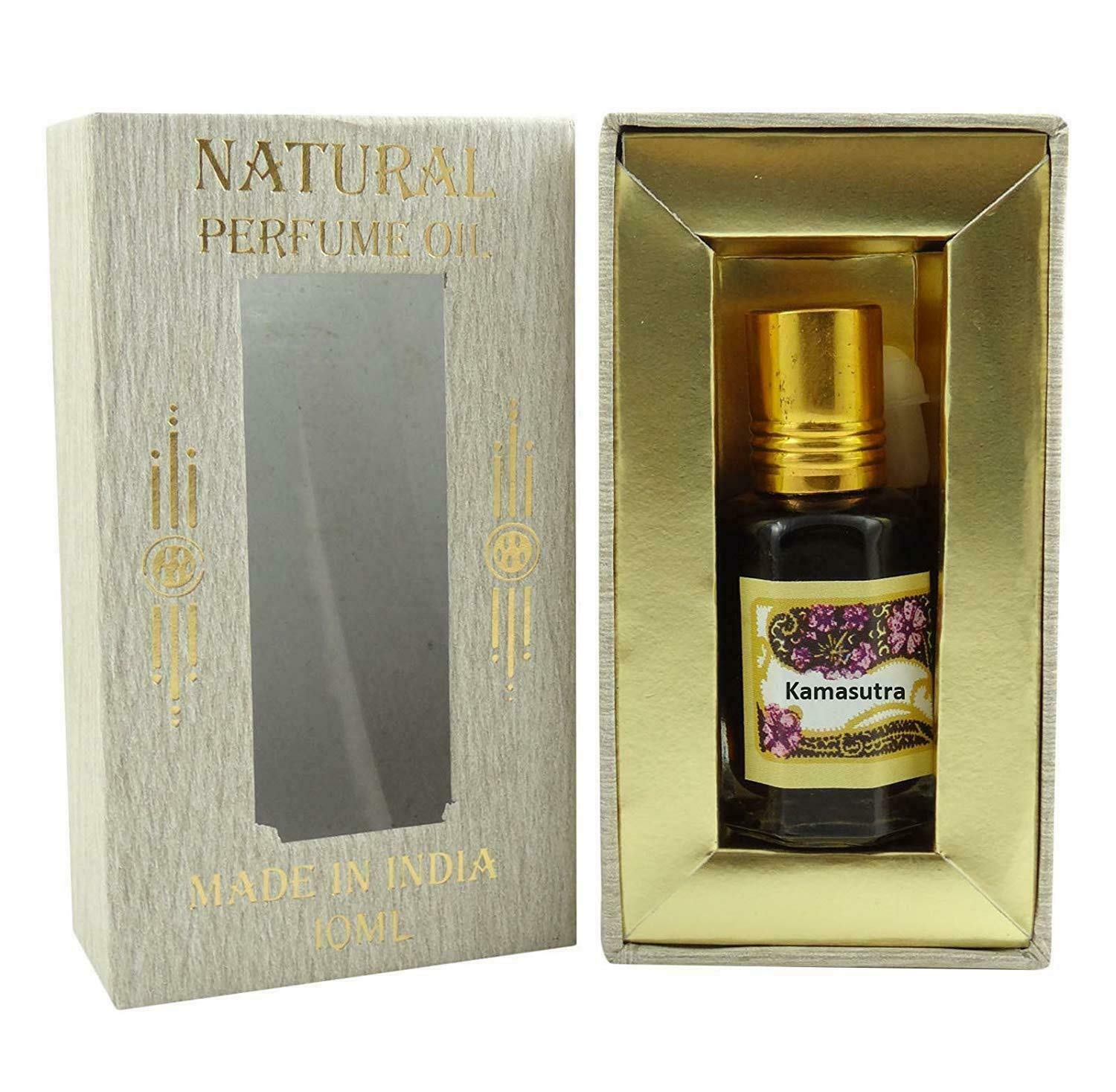 Kamasutra Natural Perfume Oil - Concentrated Ittar Attar 10ml | Alcohol-Free Fragrance for Women & Men | Romantic Date Night, Meditation & Special Occasions
