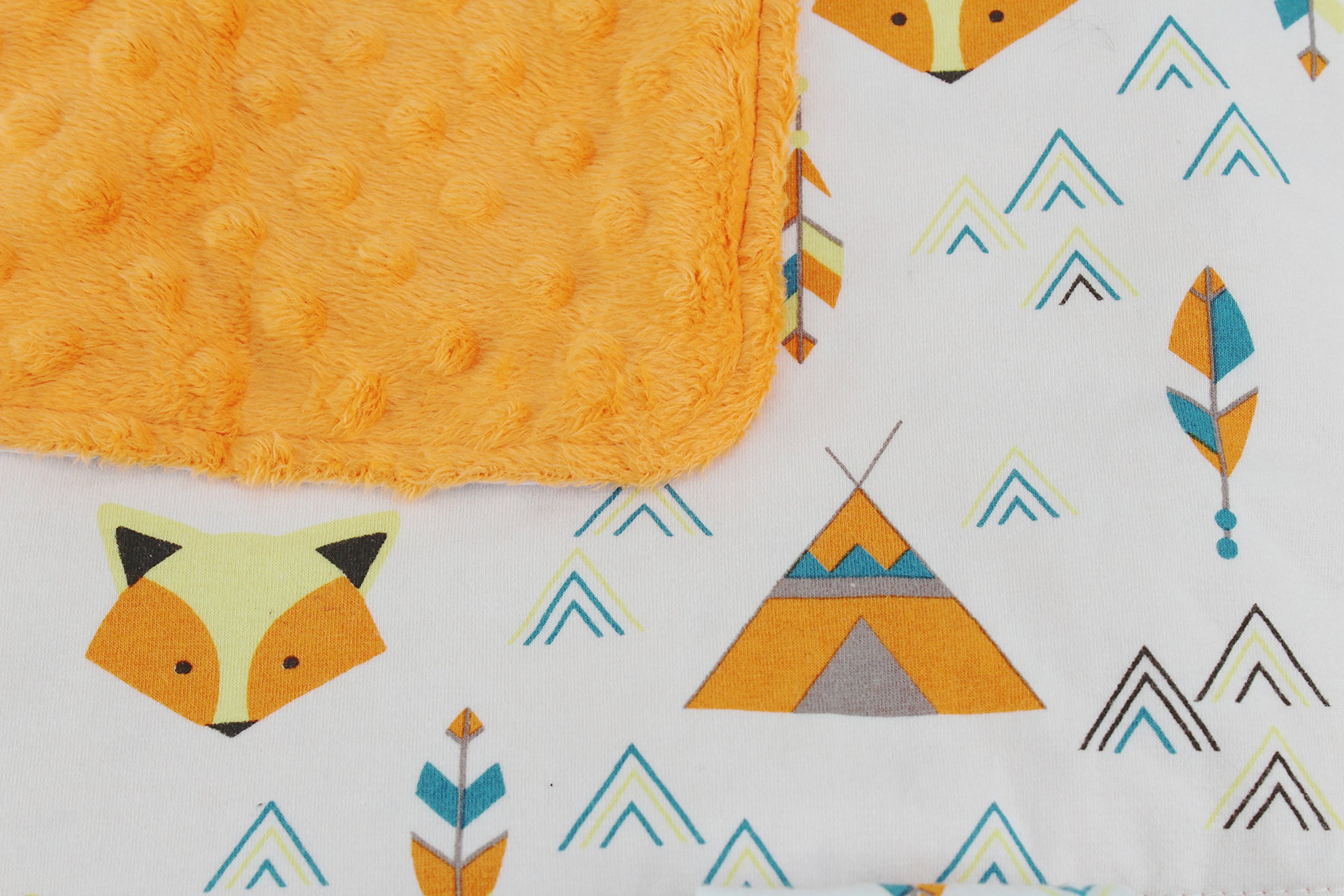 Dear Baby Gear Car Seat Canopy - Fox & Teepees Design, Soft Orange Minky Fabric for Infant Car Seat Cover - Perfect for Strollers, Travel & Outdoor Protection