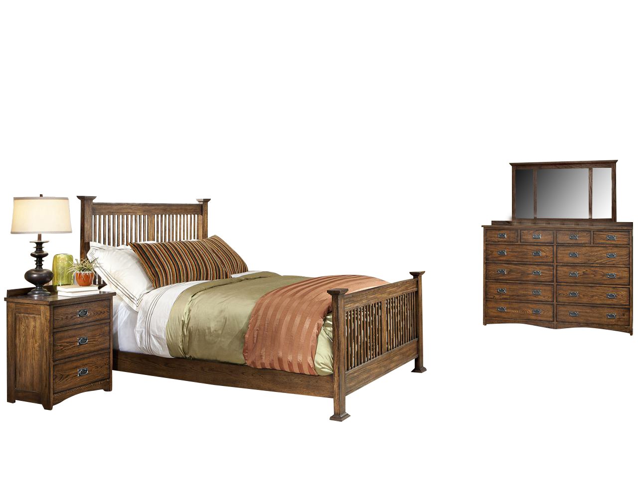 Intercon Oak Park King Bedroom Set with Nightstand, Dresser & Mirror - Complete Bedroom Furniture for Master Suite & Guest Room