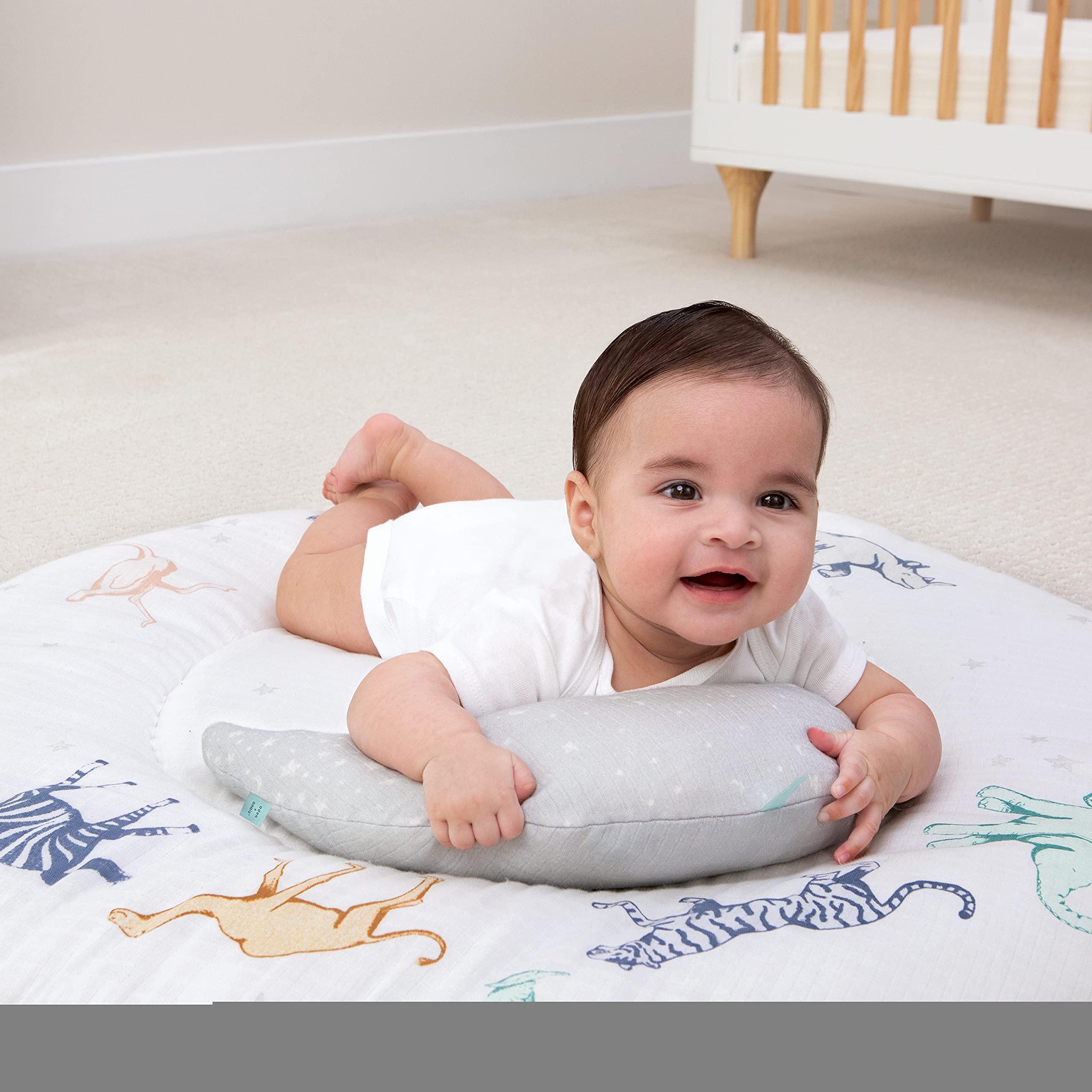 **aden + anais Play and Discover Baby Activity Gym – 30+ Developmental Benefits – 3 Attachable Toys & Plush Tummy Time Pillow – 100% Cotton Muslin – Machine Washable – Perfect for Newborns & Infants – Ideal for Playtime, Learning & Sensory Development**