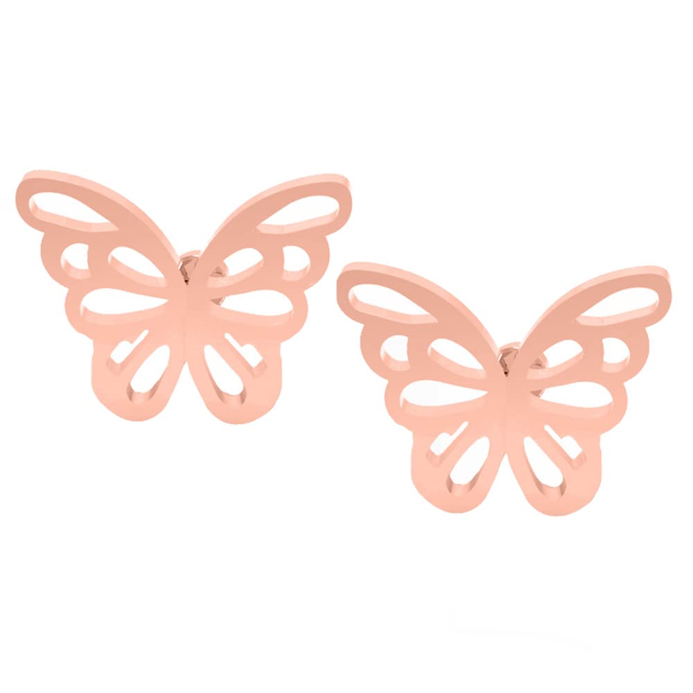 14K/18K White/Yellow/Rose Gold Butterfly Stud Earrings for Women - Dainty & Elegant Jewelry Gift for Her - Perfect for Everyday Wear, Parties & Special Occasions