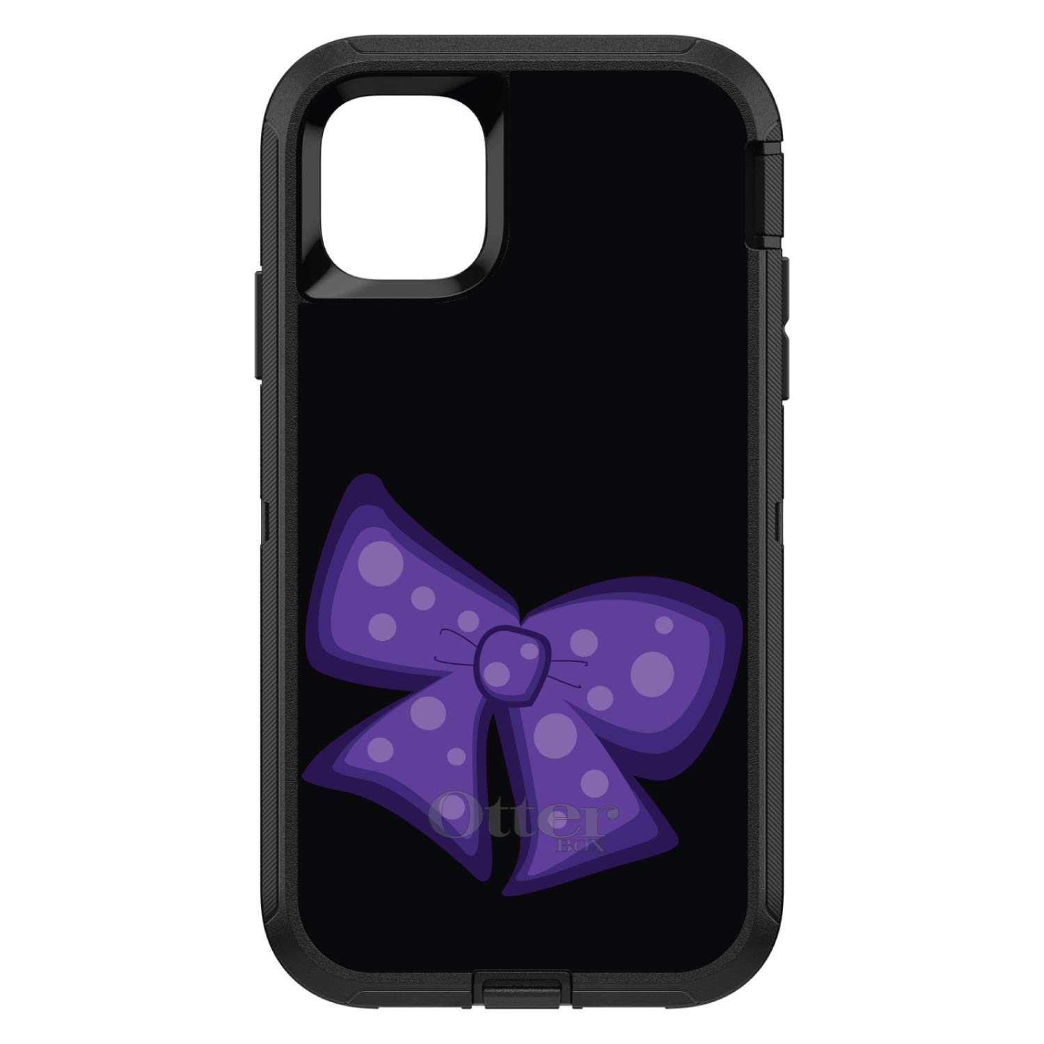 DistinctInk iPhone 13 PRO Case (6.1 Inch) - Shockproof Protective Cover with Cartoon Bow Design | Purple & Black Ribbon Pattern | Durable Replacement for OtterBox Defender | Perfect for Work, Travel & Everyday Use