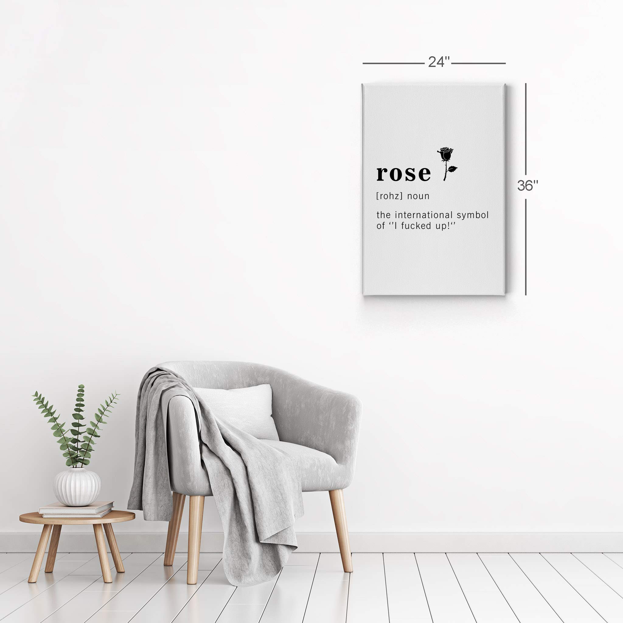 Funny Noun Dictionary Definition of Rose Canvas Print - Inspirational Quote Wall Art for Office, Living Room, Bedroom & Bathroom Decor - Ready to Hang 40x30 Inches - Made in USA - Perfect for Gifts, Home Styling & Wall Decoration