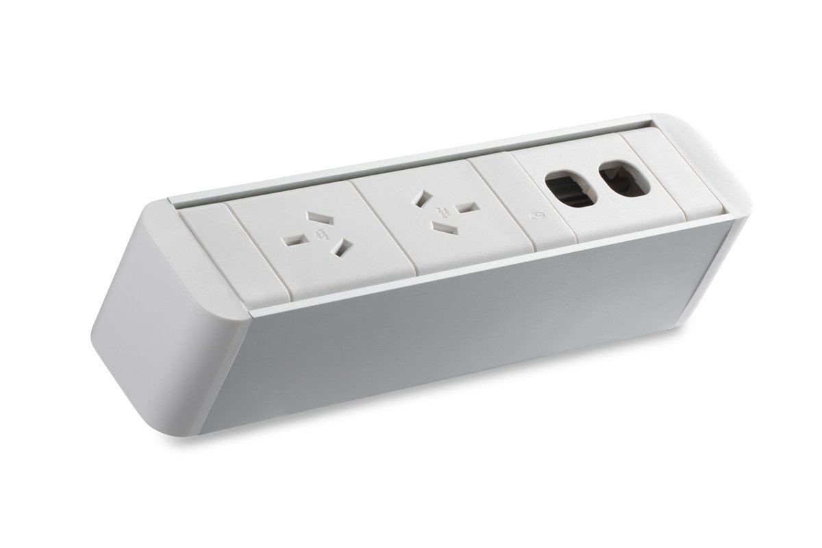 CMS Zeus Rail White Above Desk Power Outlet with 2 USB Ports - Perfect for Home Office, Dorm Room & Workspace Organization