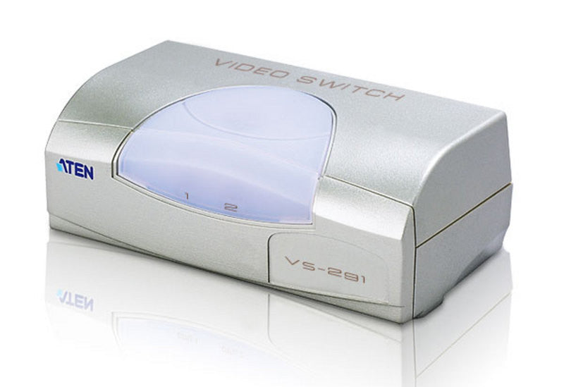 Aten VS291 2 Port VGA Video Switch - 1920x1440 Resolution, 10m Range, Push Button Control - Perfect for Home Office & Conference Room Setup