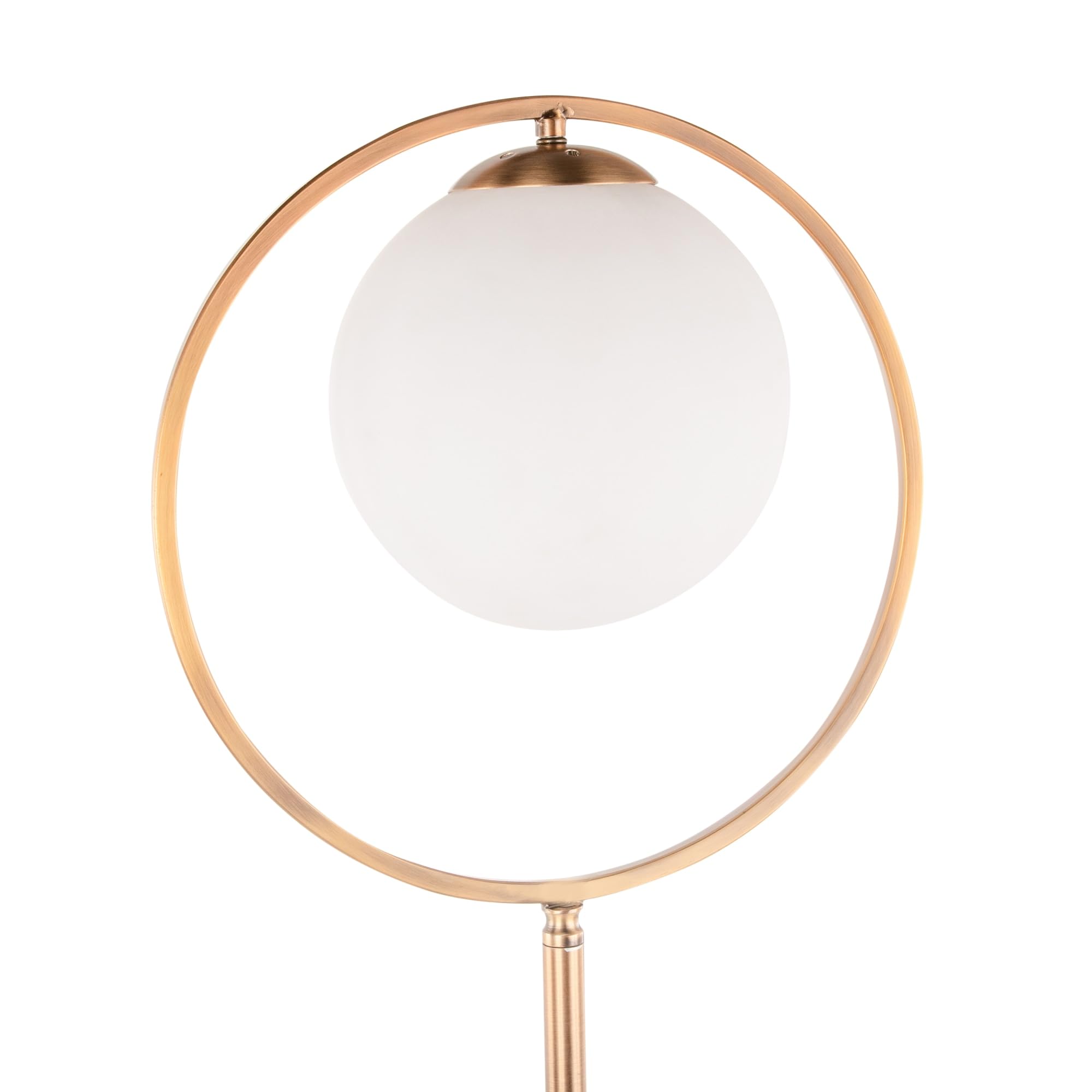 Moon Contemporary Gold Metal & Frosted Glass Floor Lamp - Modern Standing Lamp for Living Room, Bedroom & Corner Decor - Tall Ambient Lighting for Home, Office & Reading Nook