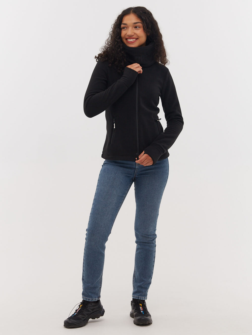 Women's Soft Microfleece Wrap Neck Zip Up Jacket - Cozy Winter Outerwear for Hiking, Camping & Outdoor Activities