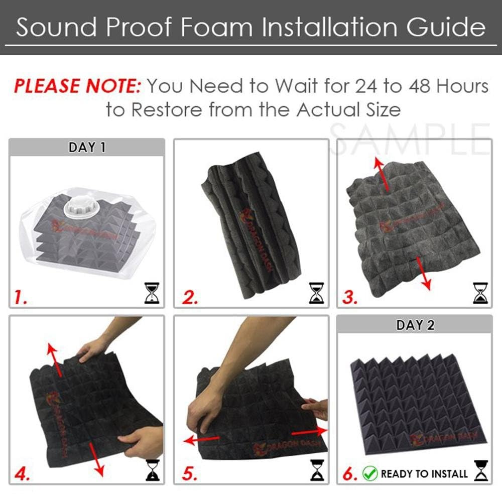 12 Pack Blue Acoustic Foam Panels 19.6x19.6x1.9 Inches - Soundproof Studio Wall Tiles for Home Recording, Music Rooms & Office Noise Reduction (Metro Striped Design, DD1041)